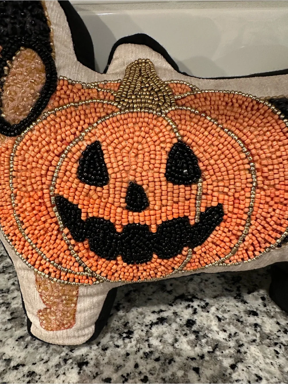 Black & Orange Dachshund Pumpkin Holiday Pillow